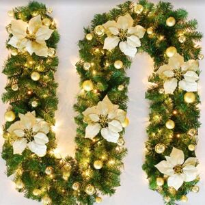 MEMKEY Christmas Garland with led Lights, 270cm 40 LEDs Warm White Artificial Christmas Tree Garland Christmas Decoration Garland for Home Decoration MEMKEY Christmas Garland with led Lights, 270cm 40 LEDs Warm White Artificial Christmas Tree Garland Christmas Decoration Garland for Home Decoration