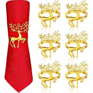 AOUGO Christmas Napkin Rings Deer Napkin Rings for Christmas Dinner Parties, Xmas Table Decoration and Kitchen Table Linen Accessories (Gold, 6 Pieces) AOUGO Christmas Napkin Rings Deer Napkin Rings for Christmas Dinner Parties, Xmas Table Decoration and Kitchen Table Linen Accessories (Gold, 6 Pieces)