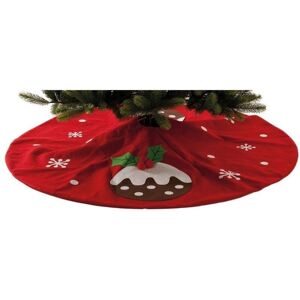 Tree Skirt 140 cm Diameter Christmas Pudding Red Festive Tree Skirt 140 cm Diameter Christmas Pudding Red Festive