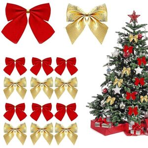 ANPVIZ Christmas tree accessories, 100 pieces small Christmas tree bows, red Christmas bows, golden Christmas decorations with bow, suitable for hanging ANPVIZ Christmas tree accessories, 100 pieces small Christmas tree bows, red Christmas bows, golden Christmas decorations with bow, suitable for hanging