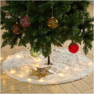 LIVINGANDHOME Large Faux Fur Snow Plush Skirt Base Floor Mat for Christmas Tree Decor, White 122CM LIVINGANDHOME Large Faux Fur Snow Plush Skirt Base Floor Mat for Christmas Tree Decor, White 122CM