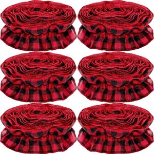 CYSLMUK Christmas Tree Ribbon Garland Buffalo Plaid Christmas Ornament, 9 Feet X 6 Rolls Red and Black Buffalo Plaid Fabric Tree Ribbon Garland, Christmas CYSLMUK Christmas Tree Ribbon Garland Buffalo Plaid Christmas Ornament, 9 Feet X 6 Rolls Red and Black Buffalo Plaid Fabric Tree Ribbon Garland, Christmas