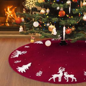 Tinor - Christmas Tree Skirt, 90cm Red Christmas Tree Skirt, 3D Elk Christmas Tree Base Cover Mat, Tree Stand Cover for Christmas Party Decorations Tinor - Christmas Tree Skirt, 90cm Red Christmas Tree Skirt, 3D Elk Christmas Tree Base Cover Mat, Tree Stand Cover for Christmas Party Decorations