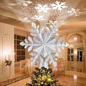 TINOR Christmas Tree Topper, 3D Snowflake Shape Christmas Tree Topper with Rotating LED Snowflake Projector, for Christmas, Party Decoration (EU Plug, TINOR Christmas Tree Topper, 3D Snowflake Shape Christmas Tree Topper with Rotating LED Snowflake Projector, for Christmas, Party Decoration (EU Plug,