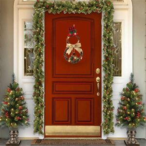 HOOPZI Christmas Wreath Decoration Decoration for your Door, Wall or Window, Wall Fireplace, Rattan+LED Lamp+Jute HOOPZI Christmas Wreath Decoration Decoration for your Door, Wall or Window, Wall Fireplace, Rattan+LED Lamp+Jute