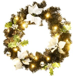 vidaXL Christmas Wreath with LED Lights Black 60 cm PVC - Christmas Wreath vidaXL Christmas Wreath with LED Lights Black 60 cm PVC - Christmas Wreath