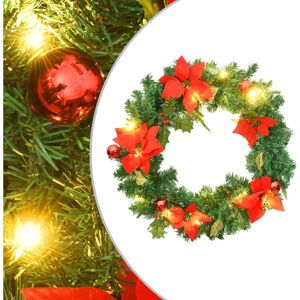 vidaXL Christmas Wreath with LED Lights Green 60 cm PVC - Christmas Wreath vidaXL Christmas Wreath with LED Lights Green 60 cm PVC - Christmas Wreath