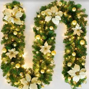 DEWDAT Christmas Wreath with Lights 270cm Warm White Christmas Wreath Fir Garland Artificial Christmas Decorations Garland for Home Decor Fireplaces Stairs DEWDAT Christmas Wreath with Lights 270cm Warm White Christmas Wreath Fir Garland Artificial Christmas Decorations Garland for Home Decor Fireplaces Stairs