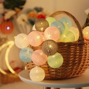 YMYNY Cotton Ball String Lights Indoor Christmas Decorations led Wedding Atmosphere Decorations 1.5m 10pcs (usb Color 6cm) mumu YMYNY Cotton Ball String Lights Indoor Christmas Decorations led Wedding Atmosphere Decorations 1.5m 10pcs (usb Color 6cm) mumu