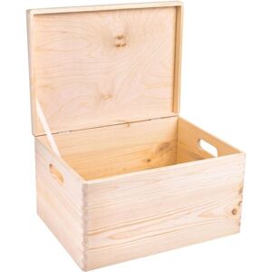 CREATIVE DECO Wooden Storage Box with Handles 40 x 30 x 24 cm - Natural CREATIVE DECO Wooden Storage Box with Handles 40 x 30 x 24 cm - Natural