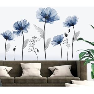 Csparkv - 1 Set Blue Flowers Wall Stickers Large Blue Flowers Wall Sticker Poppy Plant Wall Decor Living Room Bedroom Bathroom Csparkv - 1 Set Blue Flowers Wall Stickers Large Blue Flowers Wall Sticker Poppy Plant Wall Decor Living Room Bedroom Bathroom
