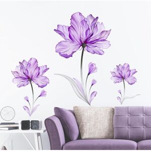 Csparkv - Purple Flowers Wall Sticker Plant Flowers Wall Decal Removable Wall Art Sticker for Living Room Hallway Bedroom Offices Bathroom Wall Decor Csparkv - Purple Flowers Wall Sticker Plant Flowers Wall Decal Removable Wall Art Sticker for Living Room Hallway Bedroom Offices Bathroom Wall Decor