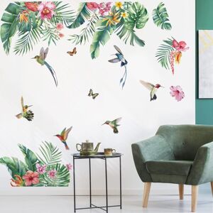 Csparkv - Tropical Leaves Wall Stickers Wall Sticker Tropical Green Plants Flowers Birds Wall Decoration Bedroom Living Room Office Csparkv - Tropical Leaves Wall Stickers Wall Sticker Tropical Green Plants Flowers Birds Wall Decoration Bedroom Living Room Office