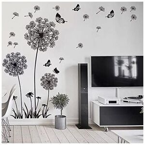 Csparkv - Wall stickers dandelion flowers black (165x130 cm) i butterfly plants branch tree i wall sticker sticker for living room bedroom kitchen Csparkv - Wall stickers dandelion flowers black (165x130 cm) i butterfly plants branch tree i wall sticker sticker for living room bedroom kitchen