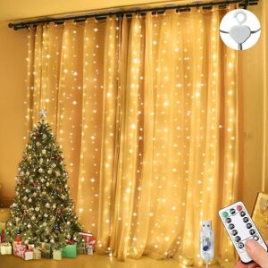 CYSLMUK Curtain String Lights 3mx3m 300 led 8 Modes Remote Control Timer Adjustable Brightness Waterproof IP65 (Warm White) CYSLMUK Curtain String Lights 3mx3m 300 led 8 Modes Remote Control Timer Adjustable Brightness Waterproof IP65 (Warm White)