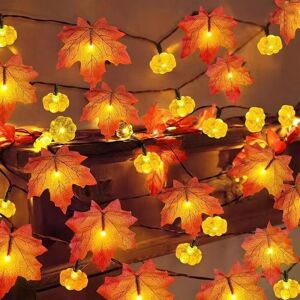 DEWDAT Decorations Lighted Leaf Garland, Autumn Maple Pumpkin String Lights 6m 40 led With Battery, Fall Garlands for Autumn, Halloween, Christmas, Picnic, DEWDAT Decorations Lighted Leaf Garland, Autumn Maple Pumpkin String Lights 6m 40 led With Battery, Fall Garlands for Autumn, Halloween, Christmas, Picnic,
