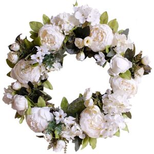 AOUGO Door wreath light up decoration Door wreath light up front door decoration for wedding/birthday/living room 1 piece (40cm, milky white peony) AOUGO Door wreath light up decoration Door wreath light up front door decoration for wedding/birthday/living room 1 piece (40cm, milky white peony)
