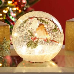 SAMUEL ALEXANDER Festive 15cm Battery Operated Christmas Robin Crackle Ball 12 Static LEDs SAMUEL ALEXANDER Festive 15cm Battery Operated Christmas Robin Crackle Ball 12 Static LEDs