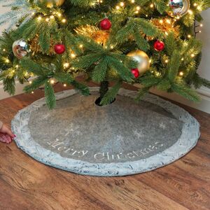 Festive - 1m Merry Christmas Tree Skirt Faux Fur Decoration Base Cover Grey Indoor Home Festive - 1m Merry Christmas Tree Skirt Faux Fur Decoration Base Cover Grey Indoor Home