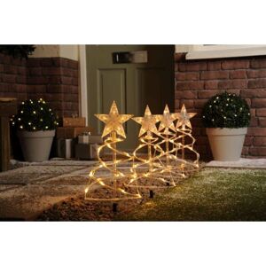 Festive Outdoor Set of 4 Spiral Pathfinder Christmas Trees Lights Warm White Festive Outdoor Set of 4 Spiral Pathfinder Christmas Trees Lights Warm White