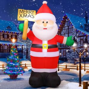 SJQKA Foot Inflatable Christmas Outdoor Decoration, Inflatable Santa Claus with Merry Christmas Sign, Built-in LED Light for Christmas Party, Christmas SJQKA Foot Inflatable Christmas Outdoor Decoration, Inflatable Santa Claus with Merry Christmas Sign, Built-in LED Light for Christmas Party, Christmas