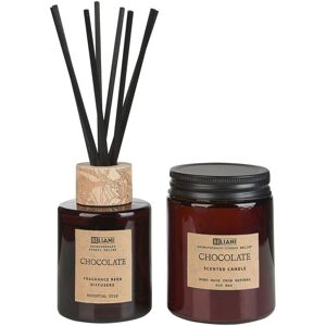Beliani Brown Soy Wax Candle & Reed Diffuser - Home Fragrance Set Beliani Brown Soy Wax Candle & Reed Diffuser - Home Fragrance Set