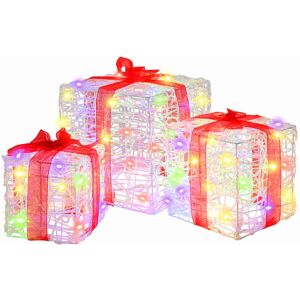 Gift Box with 60 LEDs 3 pcs Multicolour 20 x 20 x 20 cm Acrylic vidaXL Gift Box with 60 LEDs 3 pcs Multicolour 20 x 20 x 20 cm Acrylic vidaXL