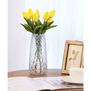 DEWDAT Glass Vase, 8.7 Inch Decorative Floral Vase Flower Plant Bud Pot Wedding Christmas, Modern Elegant Indoor Vase for Home Decor Living Room Office DEWDAT Glass Vase, 8.7 Inch Decorative Floral Vase Flower Plant Bud Pot Wedding Christmas, Modern Elegant Indoor Vase for Home Decor Living Room Office