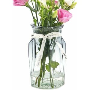 Dewdat - Glass Vase, Modern Geometric Centerpiece - Multicolor Gradient Decorative Vase for Office, Kitchen, Wedding Decoration (Transparent Grey) Dewdat - Glass Vase, Modern Geometric Centerpiece - Multicolor Gradient Decorative Vase for Office, Kitchen, Wedding Decoration (Transparent Grey)