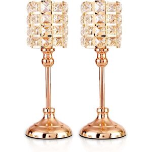 MEMKEY Gold Crystal Candle Holders 2 Pack Tealight Metal Cylinder Luxury Candlestick 11.6' Height Candle Holder Ornaments for Christmas Living Room Wedding MEMKEY Gold Crystal Candle Holders 2 Pack Tealight Metal Cylinder Luxury Candlestick 11.6' Height Candle Holder Ornaments for Christmas Living Room Wedding