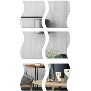 GROOFOO-6PCS 3D Wave Mirror Wall Sticker Self Adhesive Home Decoration GROOFOO-6PCS 3D Wave Mirror Wall Sticker Self Adhesive Home Decoration