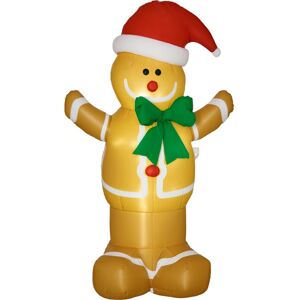 Homcom - 6ft Christmas Inflatable Gingerbread Man & Santa Hat w/ led Lights Homcom - 6ft Christmas Inflatable Gingerbread Man & Santa Hat w/ led Lights