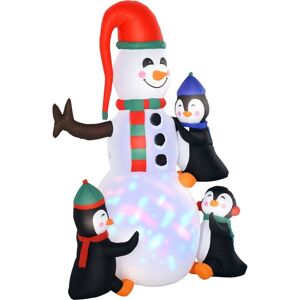 HOMCOM Inflatable Three Cute Penguins Building Snowman Christmas Lighted 6ft HOMCOM Inflatable Three Cute Penguins Building Snowman Christmas Lighted 6ft