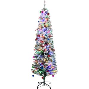 HOMCOM 6' Artificial Christmas Tree with Flocked Tips, LED Lights, Decoration HOMCOM 6' Artificial Christmas Tree with Flocked Tips, LED Lights, Decoration