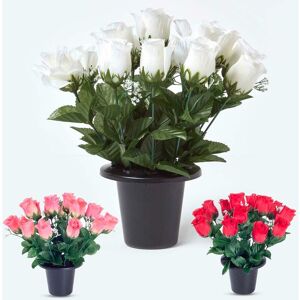 Homescapes - Set of 3 Red, Pink & White Rose and Gypsophila Artificial Flowers in Grave Vases Homescapes - Set of 3 Red, Pink & White Rose and Gypsophila Artificial Flowers in Grave Vases