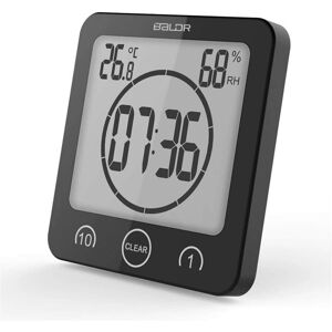 TRIMEC Horloge murale numérique pour salle de bain avec alarme, étanche aux jets d'eau, écran tactile, affichage de la température et de l'humidité, trou de TRIMEC Horloge murale numérique pour salle de bain avec alarme, étanche aux jets d'eau, écran tactile, affichage de la température et de l'humidité, trou de