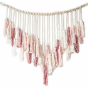 DEWDAT Lace Wall Hanging, Large Wooden Beads Hanging, Bohemian Wall Decor for Bedroom, Living Room and Kitchen, Hot Pink, 35" x 36" DEWDAT Lace Wall Hanging, Large Wooden Beads Hanging, Bohemian Wall Decor for Bedroom, Living Room and Kitchen, Hot Pink, 35" x 36"