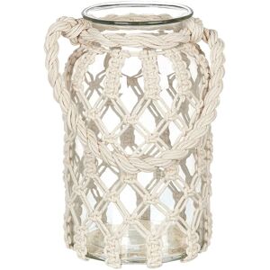 Beliani - Boho Candle Lantern Macrame Indoor Glass Jar 28x18cm Decoration Off-White Jalebi Beliani - Boho Candle Lantern Macrame Indoor Glass Jar 28x18cm Decoration Off-White Jalebi