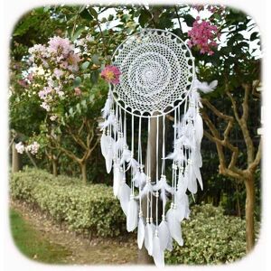 BRIDAY Large Boho Dream Catcher White Feather Macrame Wall Hanging Vintage Wedding Home Decor 35cm Circle 115cm Long BRIDAY Large Boho Dream Catcher White Feather Macrame Wall Hanging Vintage Wedding Home Decor 35cm Circle 115cm Long