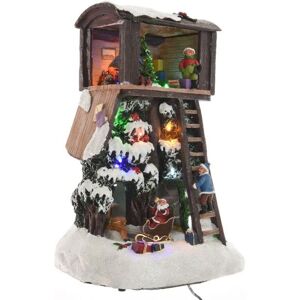 Kaemingk Light Up led Christmas Decoration - Tree House with Santa Kaemingk Light Up led Christmas Decoration - Tree House with Santa