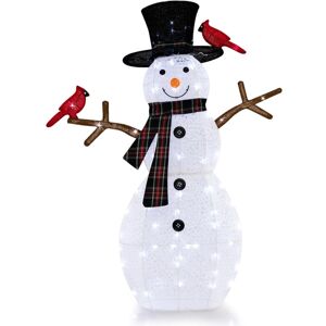 Costway - Lighted Snowman & Redbirds Christmas Decoration 127 cm Pre-Lit Snowman Ornament with Warm-White led Lights Costway - Lighted Snowman & Redbirds Christmas Decoration 127 cm Pre-Lit Snowman Ornament with Warm-White led Lights