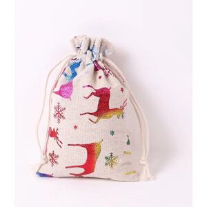 ANPVIZ Linen bag, 10 pieces burlap drawstring bag star print jute bag for Christmas gift hanging bag Merry Snowflake Elk 10 × 14 cm ANPVIZ Linen bag, 10 pieces burlap drawstring bag star print jute bag for Christmas gift hanging bag Merry Snowflake Elk 10 × 14 cm