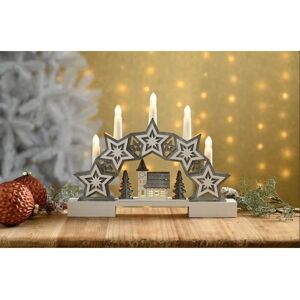 Festive - Lit Star and Village Christmas Candle Bridge Battery Operated - 32cm Festive - Lit Star and Village Christmas Candle Bridge Battery Operated - 32cm