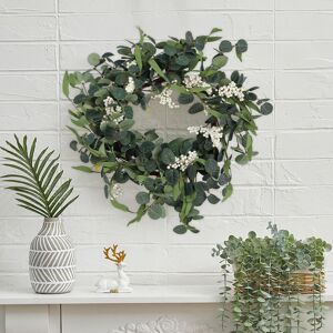 Livingandhome - 55CM Artificial Topiary Wreath Eucalyptus Leaf Door Decor Livingandhome - 55CM Artificial Topiary Wreath Eucalyptus Leaf Door Decor