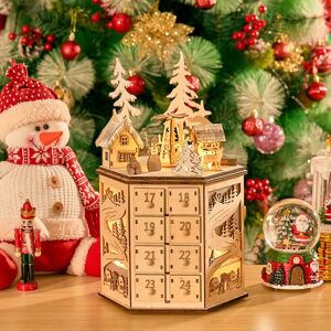 LIVINGANDHOME LED Rotating Countdown Calendar Wooden Music Box LIVINGANDHOME LED Rotating Countdown Calendar Wooden Music Box