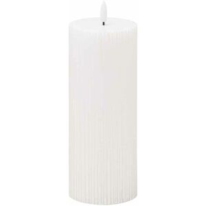 HILL INTERIORS Luxe Collection Natural Glow 3x8 Textured Ribbed LED Candle - Plastic/Wax - L7 x W7 x H20 cm - White HILL INTERIORS Luxe Collection Natural Glow 3x8 Textured Ribbed LED Candle - Plastic/Wax - L7 x W7 x H20 cm - White