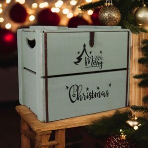 Merry Christmas Box - Wood - L36 x W42 x H30 cm - Rustic Green Merry Christmas Box - Wood - L36 x W42 x H30 cm - Rustic Green