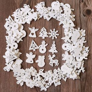 Readcly - Mini Wooden Christmas Ornament, Approx. 100 Pieces Christmas Ornament, Mini Snowflakes, Santa Claus, Wooden Discs, Scatter Decoration, diy Readcly - Mini Wooden Christmas Ornament, Approx. 100 Pieces Christmas Ornament, Mini Snowflakes, Santa Claus, Wooden Discs, Scatter Decoration, diy