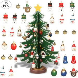 AOUGO Mini Wooden Tabletop Christmas Tree Christmas Toy Set with 30 Mini Christmas Ornaments and 1 Star Tree Topper for Christmas Decoration Table Decors AOUGO Mini Wooden Tabletop Christmas Tree Christmas Toy Set with 30 Mini Christmas Ornaments and 1 Star Tree Topper for Christmas Decoration Table Decors