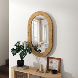 SHYFOY Miroir mural ovale avec cadre en bois massif de style naturel, style rustique élégant pour la décoration intérieure SHYFOY Miroir mural ovale avec cadre en bois massif de style naturel, style rustique élégant pour la décoration intérieure